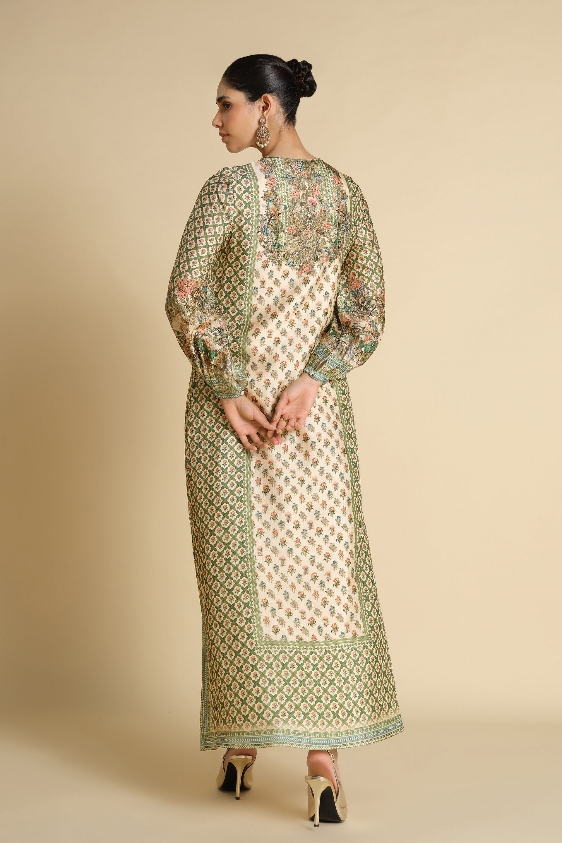 Rhiannon Gota Patti Silk Kaftan - Ivory